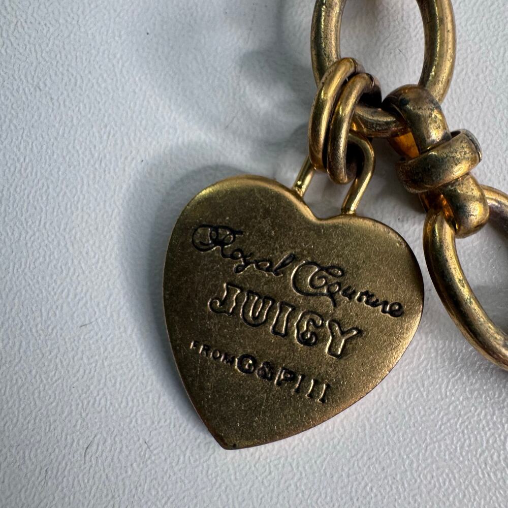 Juicy Couture Y2K Gold Tone Charm Toggle Bracelet Crystal Heart, Butterfly, Cat - Picture 2 of 7